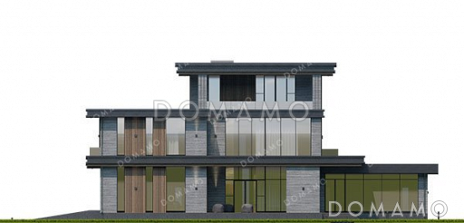 Проект большого трехэтажного дома с террасой и гаражом / Фасад 2