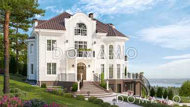 Проект семейного родового дома с террасой, балконами, кабинетами, спортивным залом, сауной