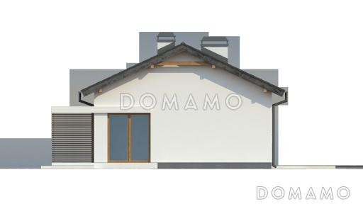 Проект компактного одноэтажного дома из кирпича с двумя спальнями, изолированной кухней и торцевым входом / Фасад 4