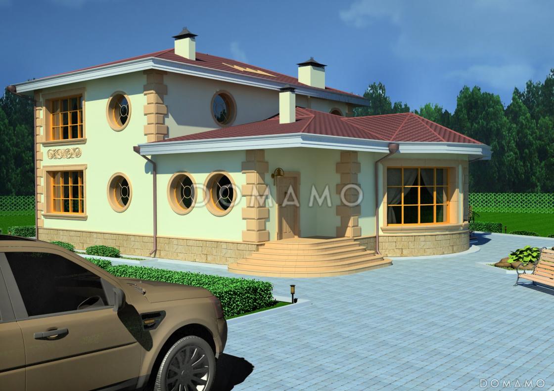 Проект дома с окнами разной формы / 11