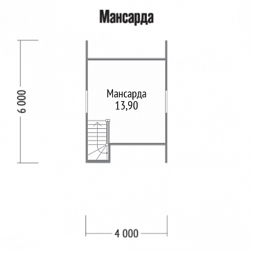 Проект дома со стенами из деревянного каркаса / План мансардного этажа