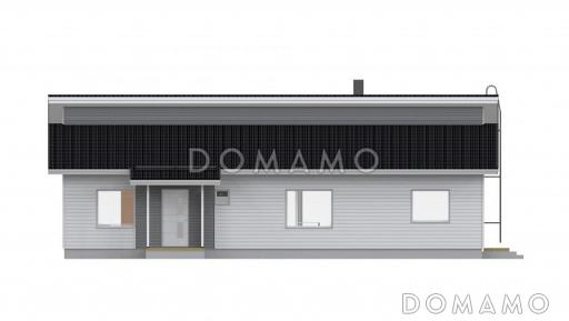 Проект каркасного дома с нестандартной двускатной крышей / Фасад 2