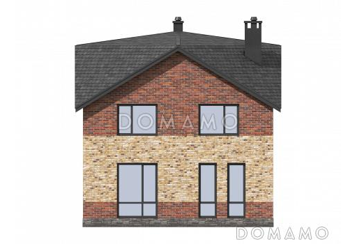 Проект загородного дома с крышей Судейкина, с отдельным входом в котельную,  спальней на первом этаже, ванной и санузлом на втором этаже / Фасад 4