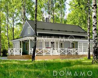 Проект каркасной сауны с полукруглым эркером