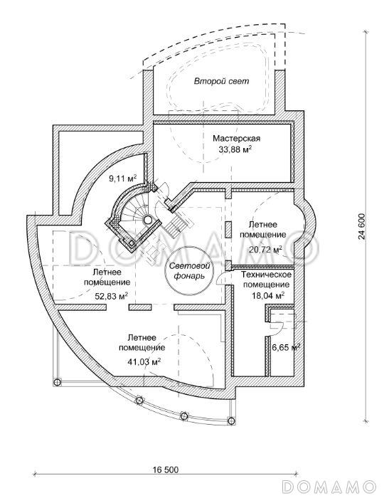Проект дома с двусветной гостиной и бассейном / План мансардного этажа