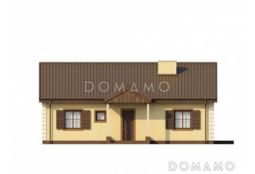 Проект простого одноэтажного дома из газобетона с тремя спальнями и просторной гостиной / Фасад 3