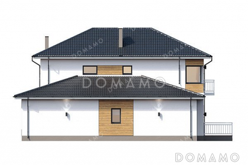 Проект дома с террасой и тренажерным залом / Фасад 2