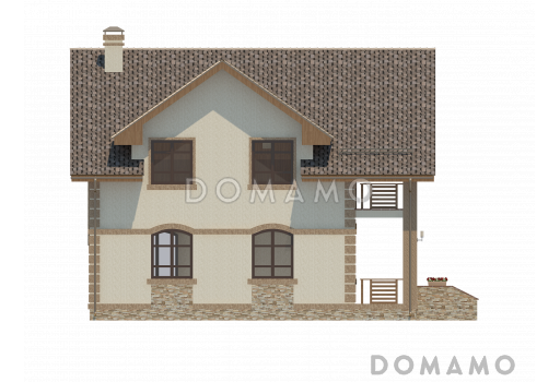 Проект классического двухэтажного дома с террасой и большим балконом / Фасад 1