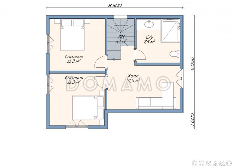 Каркасный дом "Аракс" / План 2 этажа