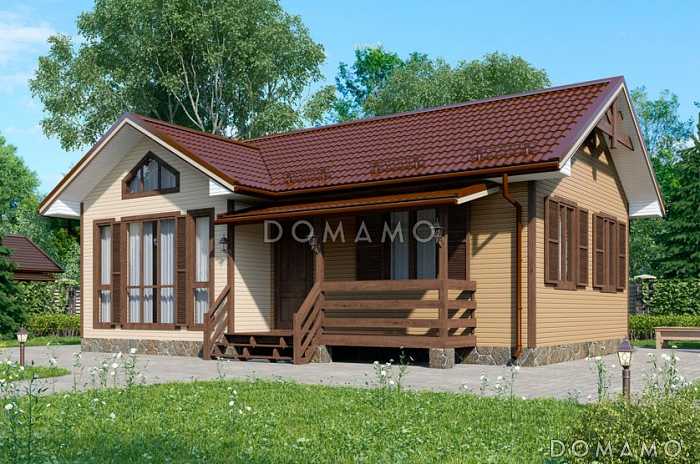 Проект одноэтажного каркасного дома с двумя спальнями и санузлом