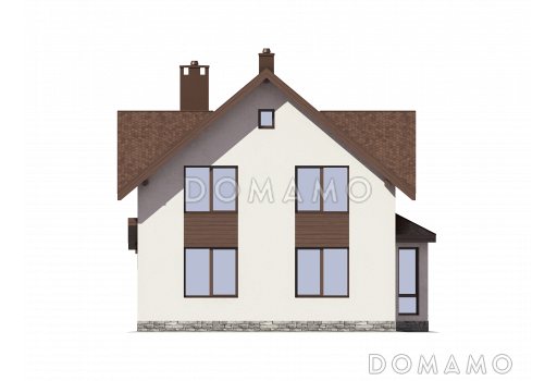 Проект загородного дома с крытой террасой и просторными спальными комнатами из SIP панелей / Фасад 3