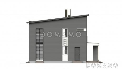 Проект двухэтажного каркасного дома с косой крышей / Фасад 3