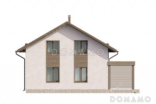 Проект дома с мансардой, большой угловой террасой и балконом / Фасад 3