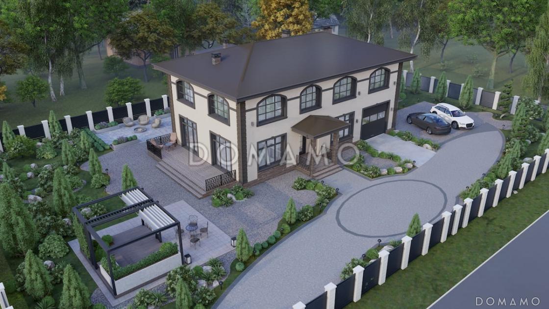 Проект двухэтажного дома из газобетона с 5 спальнями, сауной и гаражом на 1 машину / 3