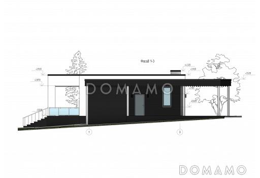 Проект дома с 2 спальнями, кабинетом и джакузи на террасе / Фасад 1