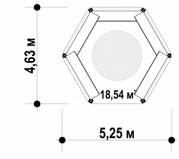 Проект каркасной беседки в форме шестиугольника / План 1 этажа