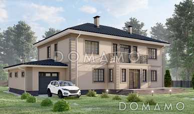 Проект двухэтажного дома с сауной в классическом стиле S-349