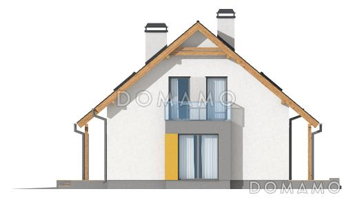 Проект классического мансардного дома из газобетона с кабинетом и большим техническим помещением и гаражом / Фасад 2