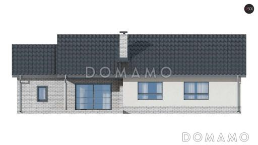 Проект простого компактного одноэтажного дома из кирпича с тремя спальнями и гаражом / Фасад 3