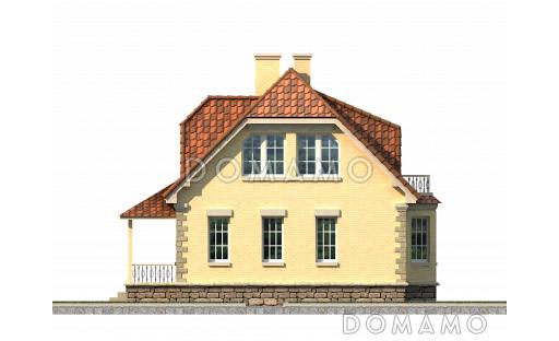 Проект каркасного коттеджа с лоджией в европейском стиле / Фасад 2