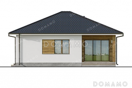 Проект одноэтажного дома с тремя спальнями и террасой / Фасад 4