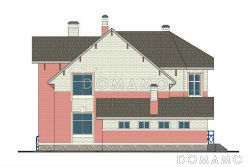 Проект кирпичного дома с пристроенным боксом на одну машину / Фасад 4