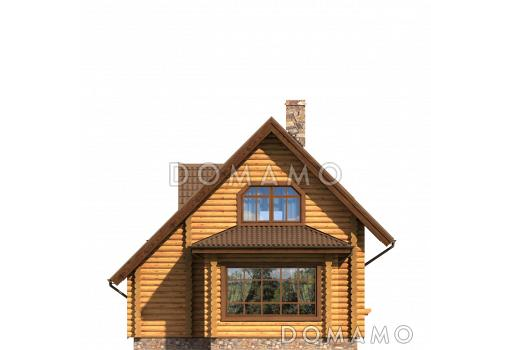 Проект компактного, деревянного дома с тремя спальнями и просторной гостинной / Фасад 3