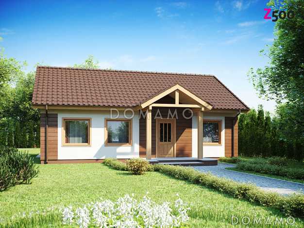 Проект одноэтажного дома из газобетона с тремя спальнями и террасой Проект одноэтажного дома из газобетона с тремя спальнями и террасой