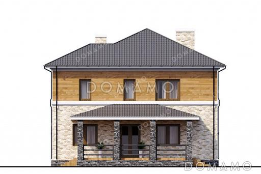 Проект двухэтажного дома с 3 спальнями, кабинетом и гостевой внизу / Фасад 3