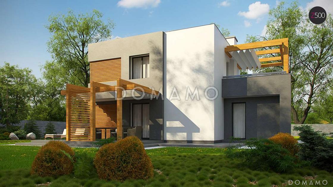 Проект двухэтажного дома из газобетона с плоской крышей, со спальной зоной и террасой на втором этаже и гаражом / 8