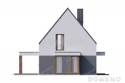 Проект дома с мансардой и навесом для авто / Фасад 2