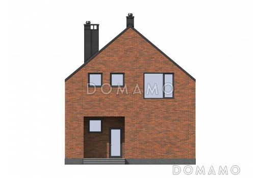 Проект загородного дома с тремя санузлами, гостиной с камином, кладовой у крыльца / Фасад 1