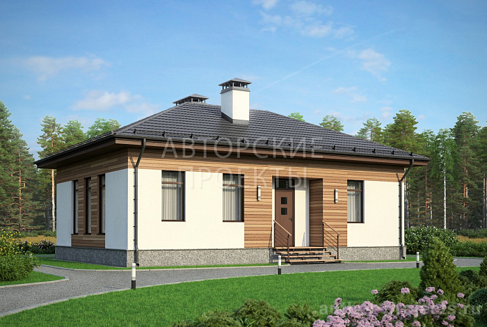 Проект дома по технологии ЛСТК с гостиной, кухней-столовой, спальнями