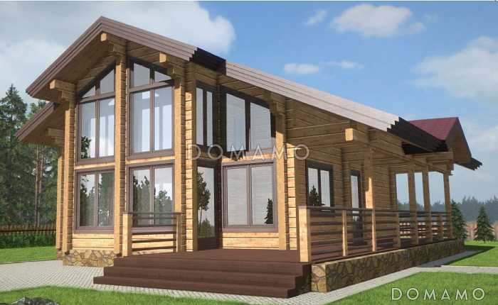 Проект дома с мансардой из клееного бруса с большим вторым светом Проект дома с мансардой из клееного бруса с большим вторым светом