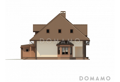 Проект двухэтажных домов-близнецов из кирпича с гаражом и чердаком / Фасад 4
