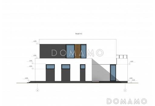 Проект современного дома с 5 спальнями, гаражом на 2 машины и террасой на втором уровне / Фасад 4
