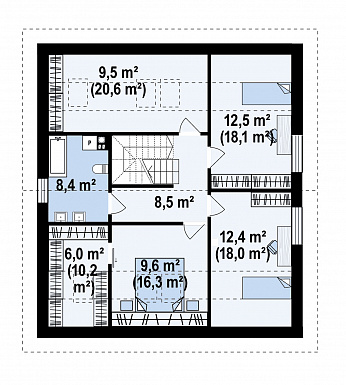 Проект уютного загородного дома с привлекательным дизайном, гаражом,  постирочной, просторной гардеробной на мансардном этаже / План мансардного этажа