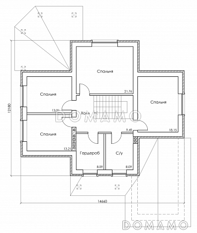 Проект красивого двухэтажного дома из СИП панелей c большим гаражом и террасой / План 2 этажа Проект красивого двухэтажного дома из СИП панелей c большим гаражом и террасой / План 2 этажа