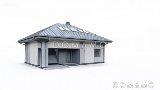 Проект дома с мансардой, гаражом, просторной гостиной с камином, тремя спальнями на мансарде / Фасад 4