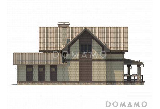 Проект красивого двухэтажного дома из СИП панелей c большим гаражом и террасой / Фасад 1