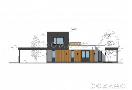 Проект большого дома с навесом для автомобилей, 2 спальнями и кабинетом на втором уровне / Фасад 4