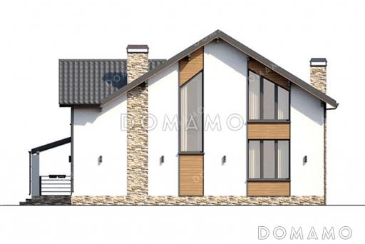 Проект дома с 4 спальнями, высокими окнами и крытой террасой / Фасад 3