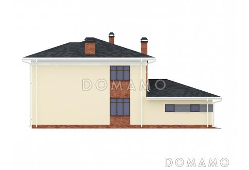 Проект двухэтажного коттеджа из газобетона с вместительным гаражом / Фасад 2