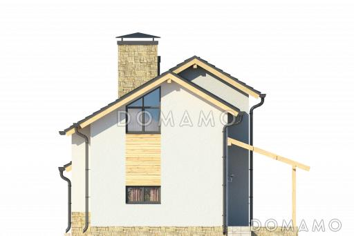 Проект дома с террасой, гостиной с камином, ванной с окном, кухней-столовой / Фасад 2