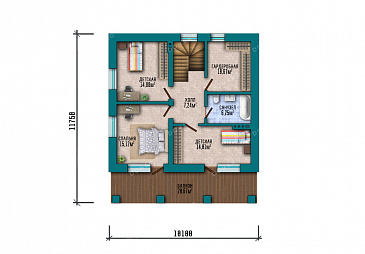 Проект компактного дома с мансардой, 4 спальнями и большим балконом / План мансардного этажа