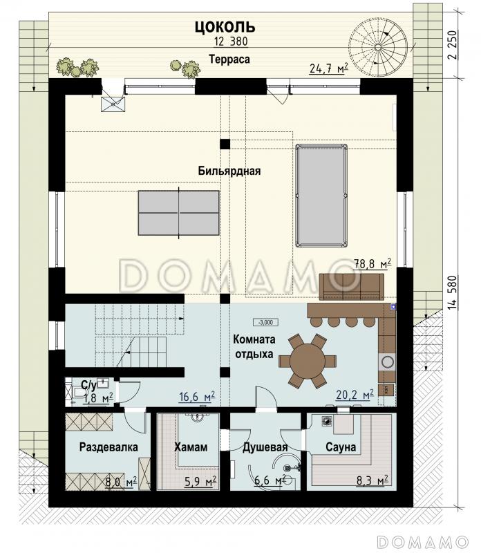 Шале Тивье / План цокольного этажа