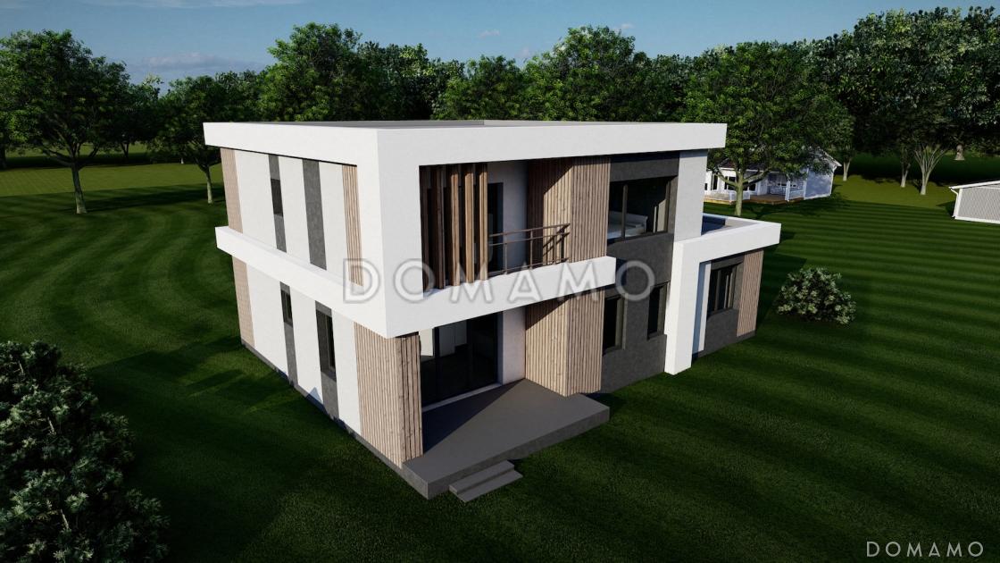 Проект современного двухуровневого дома с 4 спальнями, кабинетом и большим гаражом / 3
