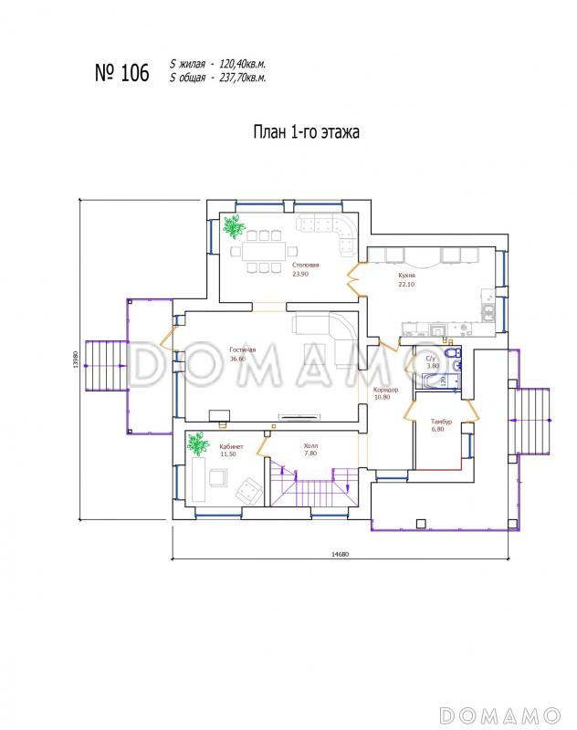 Проект 106 / План 1 этажа