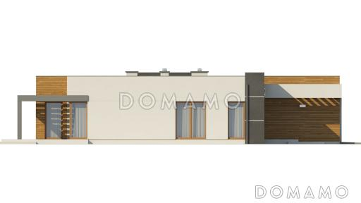 Проект просторного современного одноэтажного дома из газобетона с гаражом и тремя спальнями / Фасад 4