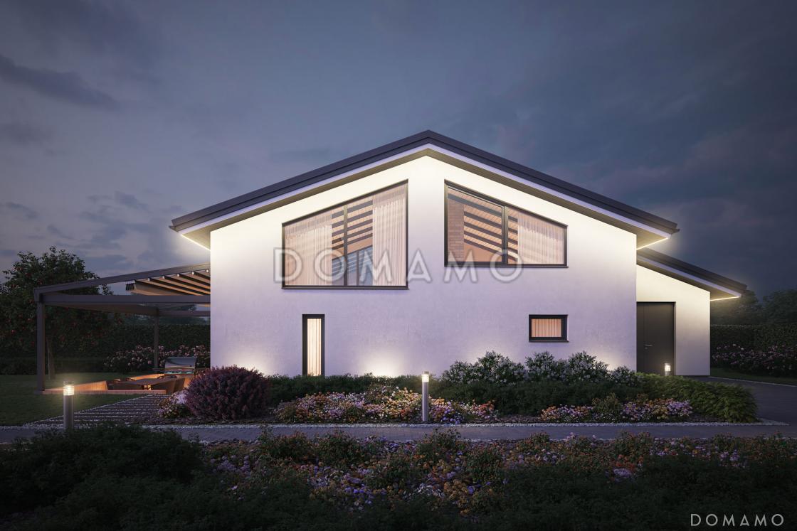 Проект бани с большой кухней-гостиной, террасой и комнатой на антресоли / 2